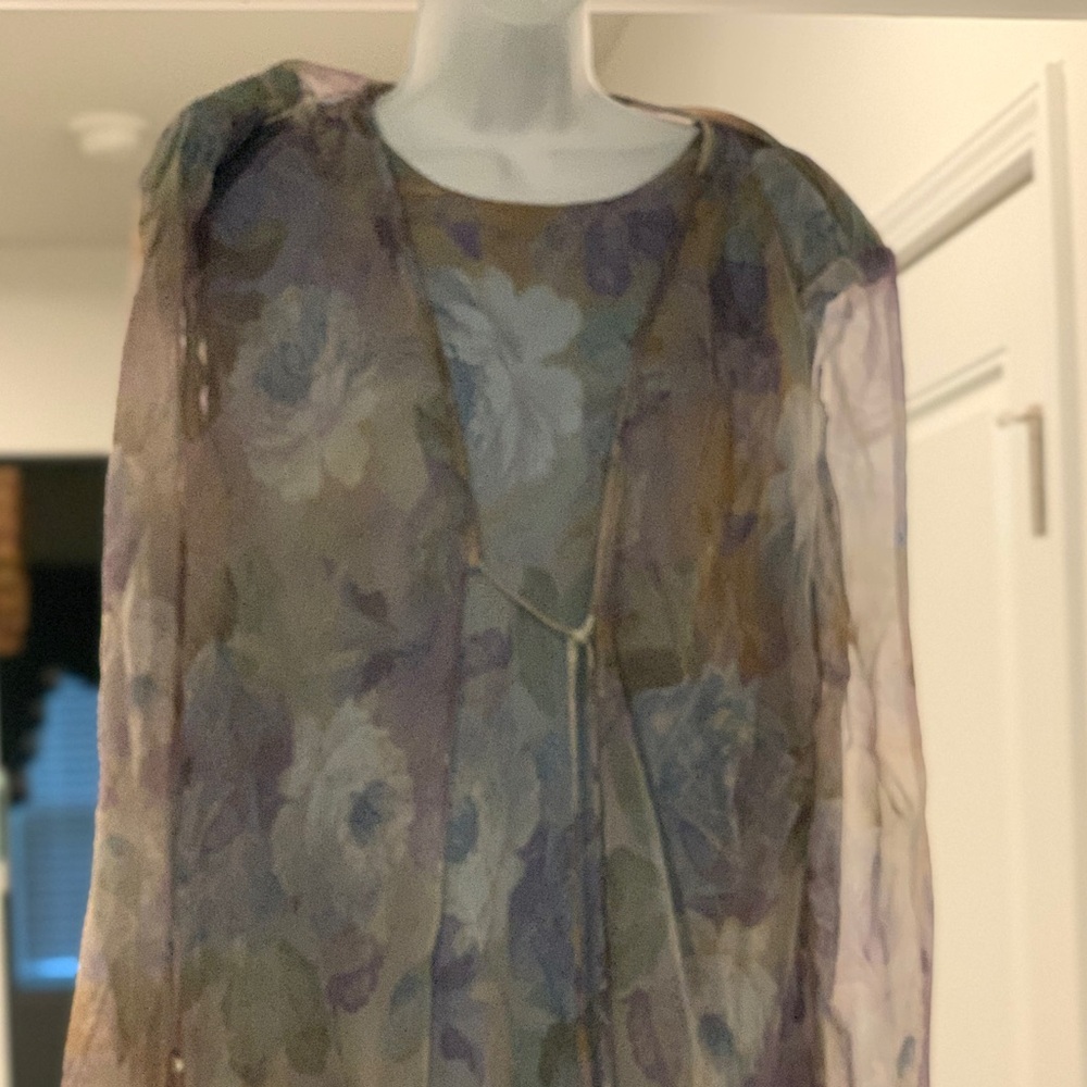 Y2K sheer overlay Floral Asymmetrical Dress lined layered, ruffled garden fairy